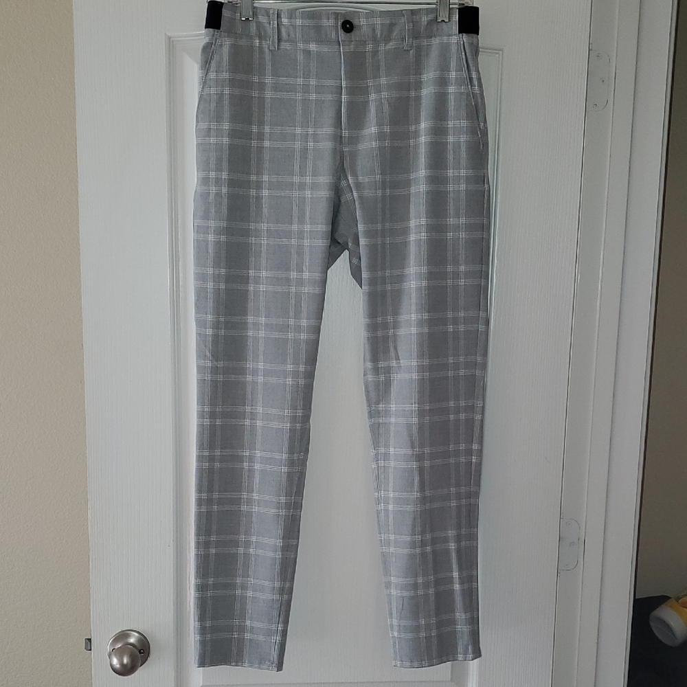 Zara Slim Fit Checkered Pant Men Sz   S Like New